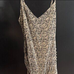 Flattering tan black pattern mini dress